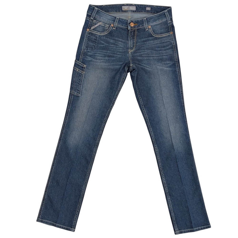 Ariat Rebar Riveter Straight Jeans 31L Mid Rise Nightride Work Denim 34"